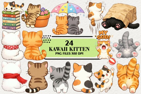 Download Kawaii Kitten Lovers Clipart Bundle - Ten Collection