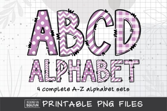 Download Purple Gingham, Dots, Chevron Alphabet - Purple Collection