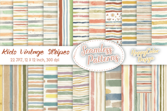 Download Kids Vintage Stripes Seamless Patterns - Vintage Collection