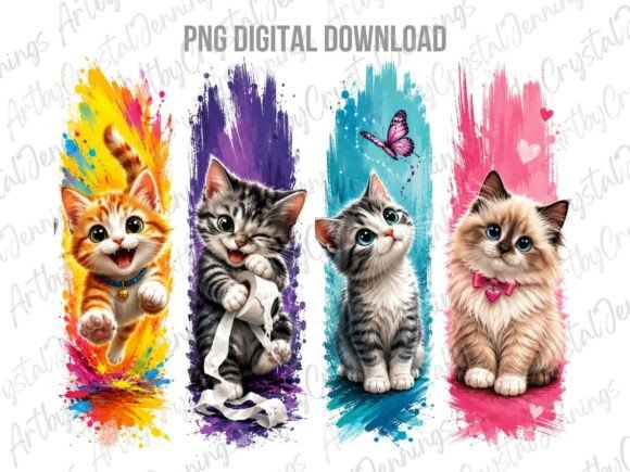 Download Cute Kitten Paint Brushstroke PNG - Ten Collection