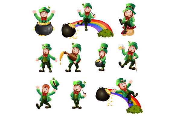 Download Set of Ten Cartoon Leprechaun Bundle - Ten Collection