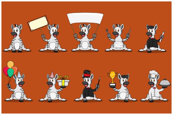 Download Ten Zebra Character Illustrations - Ten Collection
