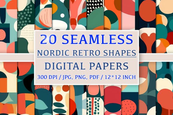 Download 20 Seamless Nordic Retro Patterns - Retro Collection