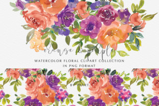 Download Orange &amp; Purple Watercolor Flowers Set - Purple Collection
