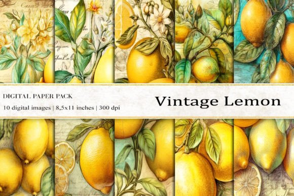 Download Vintage Lemon Digital Papers - Vintage Collection