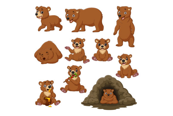 Download Set of Ten Cute Cartoon Bear Animals - Ten Collection