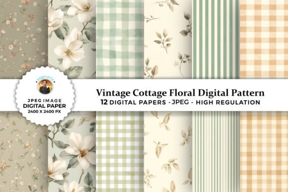 Download Vintage Cottage Floral Digital Patterns - Vintage Collection