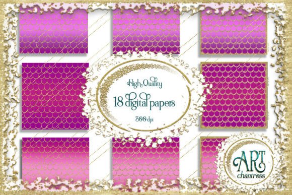 Download Mermaid Scale Digital Papers Purple - Premium Resources