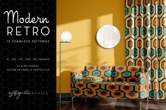 Download 12 Seamless Modern Retro Patterns - Retro Collection