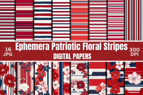 Download Vintage Patriotic Floral Digital Pattern - Vintage Collection