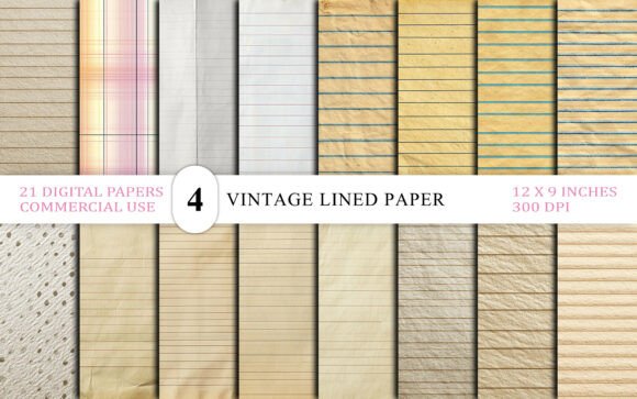 Download Vintage Lined Paper Texture Bundle - Vintage Collection