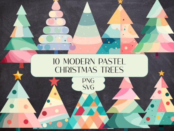 Download 10 Modern Pastel Christmas Tree Clip Art - Christmas Collection