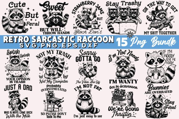 Download Retro Sarcastic Raccoon Png Bundle Funny - Retro Collection