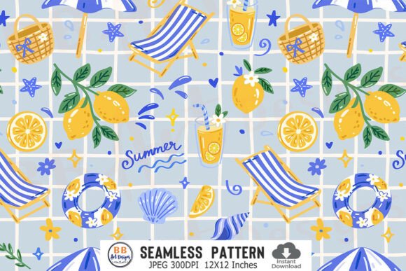Download Italian Summer Beach Pattern Lemon Paper - Lemon paper Collection
