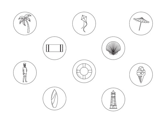 Download Beach Ten Outline Icon Bundle - Premium Bundle