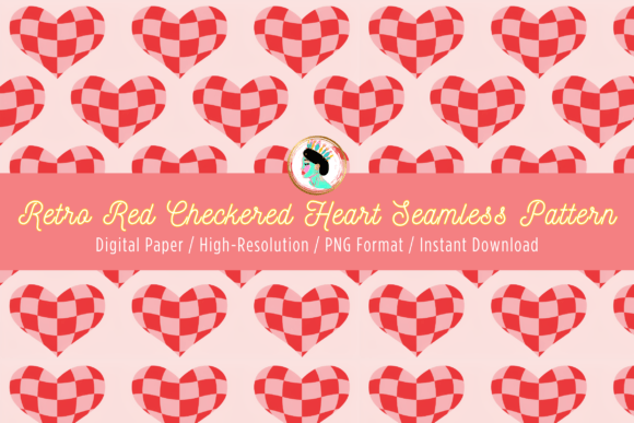 Download Retro Checkered Heart Seamless Pattern - Retro Collection