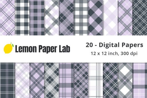 Download Lavender Purple &amp; Navy Blue Plaid Papers - Purple Collection