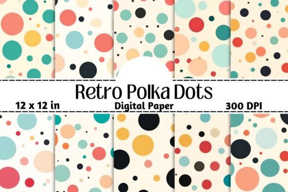 Download Retro Polka Dots Pattern Digital - Retro Collection